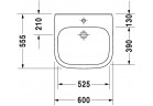 Раковина подвесная Duravit D-Code Vital Med, 60x56cm, otwór pod baterię, без перелива, белая