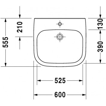 Раковина подвесная Duravit D-Code Vital, 60x56cm, otwór pod baterię, z переливом, белая