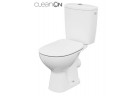 Kompakt WC Cersanit Arteco CleanOn, bezkołnierzowa раковина, 66,5x36cm, polipropylenowa крышка с микролифтом, перелив горизонтальный, doprowadzenie wody z boku, белый