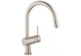 Смеситель кухонный Grohe Minta с выдвижным изливом с аэратором Supersteel