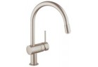 Смеситель кухонный Grohe Minta с выдвижным изливом с аэратором Supersteel