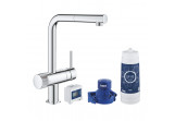 Набор startowy Grohe Blue Pure со смесителем kuchenną Minta в форме L, filtrowanie wody, выдвижной излив, хром