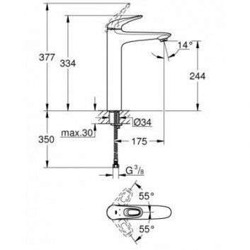 Смеситель для раковины Grohe Eurostyle высокая 334mm хром - sanitbuy.pl