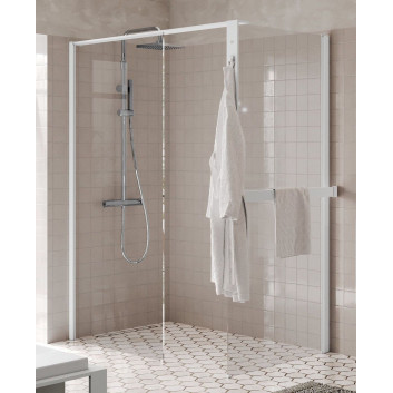 Перегородка для душа Walk-In Novellini Kaudra HF, 154cm, с полкой, profil чёрный мат.