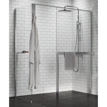 Перегородка для душа Walk-In Novellini Kaudra HF, 154cm, с полкой, profil чёрный мат.