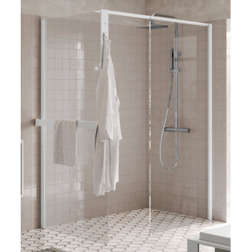 Перегородка для душа Walk-In Novellini Kaudra HF, 154cm, с полкой, profil чёрный мат.
