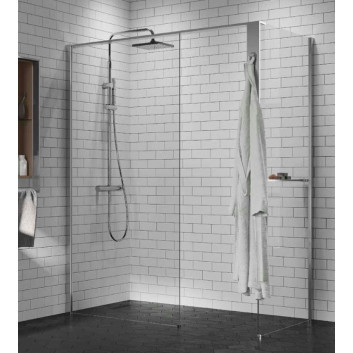 Душевая кабина Walk-In Novellini Kaudra H+H Frame, 120x70cm, вариант правосторонний, с полкой, профиль белый мат.