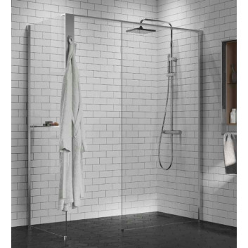 Душевая кабина Walk-In Novellini Kaudra H+H Frame, 180x100cm, вариант правосторонний, с вешалкой для полотенца, профиль белый мат.