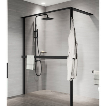 Перегородка для душа Walk-In Novellini Kaudra HWL Frame, 220x200cm, вариант правосторонний, z 2 półkami, профиль белый мат.