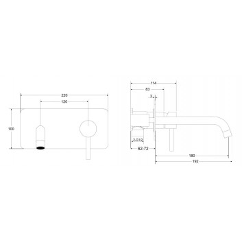 Смеситель для раковины Besco Decco, скрытая, излив 180mm, хром