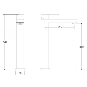 Смеситель для раковины Besco Illusion II, напольный, высота 264mm, хром