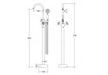 Смеситель для ванны напольный Besco Modern II, высота 1120mm, душевой набор, хром