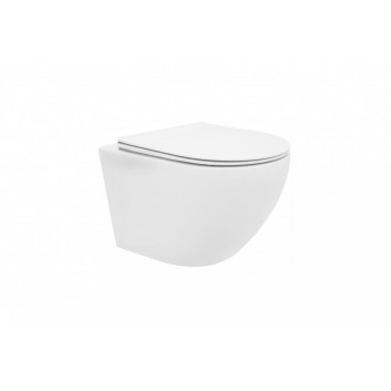 Подвесной унитаз WC Rea Carlo Mini Rimless Duroplast/Flat, 49x37cm, bez kołnierza, крышка с микролифтом, белая