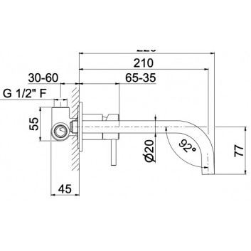 Смеситель для раковины Vema Maira, напольный, высота 168mm, без пробки, хром