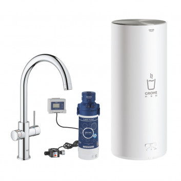 Набор startowy Grohe Blue Pure со смесителем kuchenną Eurosmart в форме C, filtrowanie wody, obracana излив, хром