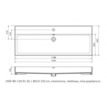 Раковина с тумбой Oristo UNI Bold, 80x46cm, z переливом, керамическая, белая