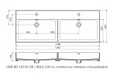 Раковина с тумбой двойная Oristo UNI Bold, 120x46cm, z переливом, керамическая, белая