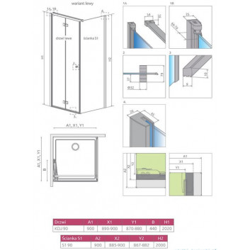 Двери Radaway Essenza New KDJ+S 100 cm, PRAWE, хром, стекло прозрачное EasyClean