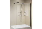 Кабина typu walk-in пристенная Novellini Kuadra H 127-130 cm, универсальная, profil чёрный, стекло прозрачное