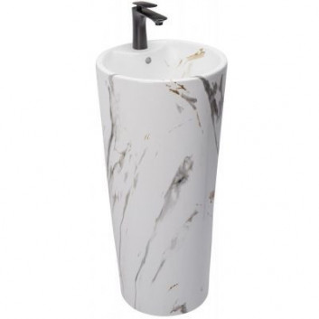 Rea Blanka Marble раковина 36x36x84 cm свободностоящая круглая imitacja kamienia