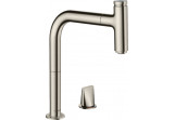 Смеситель кухонный Hansgrohe Metris Select M71, на 2 отверстия, напольный, высота 320mm, выдвижной излив, нержавеющая сталь 