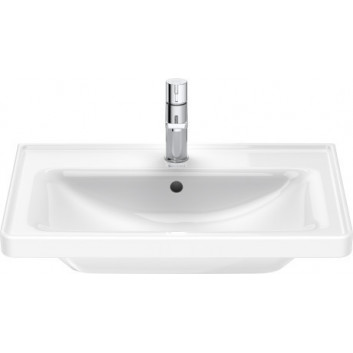 Раковина подвесная/с тумбой Duravit D-Neo, 65x48cm, z переливом, отверстие под смеситель, белая