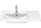 Раковина подвесная/с тумбой Duravit D-Neo, 80x48cm, асимметричная, komora с левой стороны, z переливом, отверстие под смеситель, белая