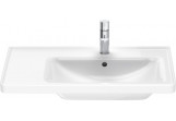 Раковина подвесная/с тумбой Duravit D-Neo, 80x48cm, асимметричная, komora z правой strony, z переливом, отверстие под смеситель, белая