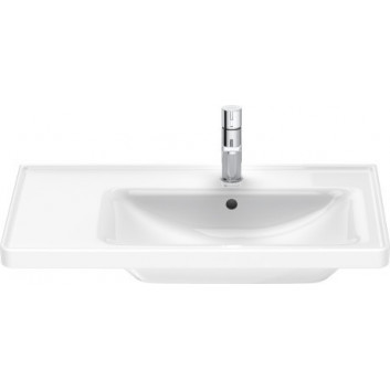 Раковина подвесная/с тумбой Duravit D-Neo, 80x48cm, z переливом, отверстие под смеситель, белая