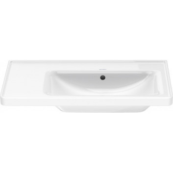 Раковина подвесная/с тумбой Duravit D-Neo, 80x48cm, асимметричная, komora z правой strony, z переливом, отверстие под смеситель, белая