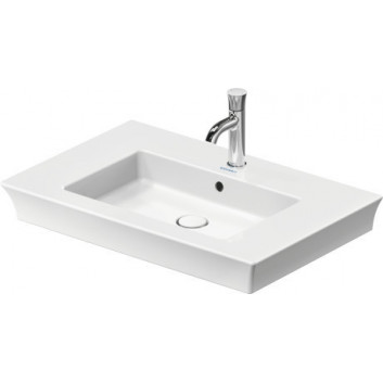 Раковина подвесная/с тумбой Duravit D-Neo, 65x48cm, z переливом, отверстие под смеситель, белая