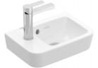 Малая раковина подвесная Villeroy&Boch O.novo, 36x25cm, z переливом, отверстие под смеситель, AntiBac, CeramicPlus, Weiss Alpin