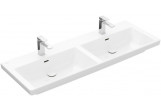 Раковина с тумбой двойная Villeroy & Boch Subway 3.0, 130x47cm, z переливом, 2 otwory na armaturę, Weiss Alpin