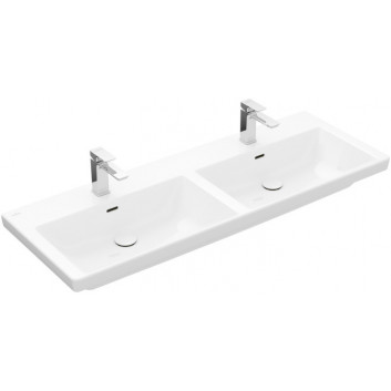 Раковина с тумбой двойная Villeroy & Boch Subway 3.0, 130x47cm, z переливом, 2 otwory na armaturę, Weiss Alpin