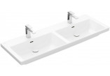 Раковина с тумбой двойная Villeroy & Boch Subway 3.0, 130x47cm, z переливом, 2 otwory na armaturę, Weiss Alpin