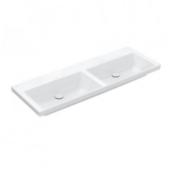 Раковина с тумбой двойная Villeroy & Boch Subway 3.0, 130x47cm, z переливом, 2 otwory na armaturę, Weiss Alpin