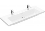 Раковина с тумбой двойная Villeroy & Boch Subway 3.0, 130x47cm, z переливом, 2 otwory na armaturę, Weiss Alpin