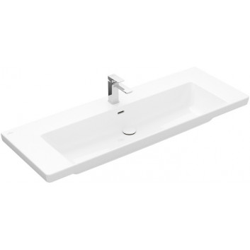 Раковина с тумбой Villeroy & Boch Subway 3.0, 130x47cm, z переливом, 2 otwory na armaturę, Weiss Alpin