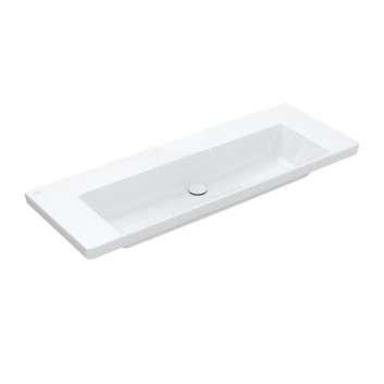 Раковина с тумбой Villeroy & Boch Subway 3.0, 130x47cm, z переливом, 2 otwory na armaturę, Weiss Alpin