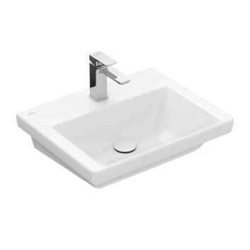 Раковина подвесная Villeroy & Boch Subway 3.0, 55x44cm, z переливом, otwór na armaturę, Weiss Alpin