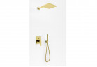 Скрытый душевой гарнитур Kohlman Experience Gold, с верхним душем kwadratową 25cm - золотой глянцевый