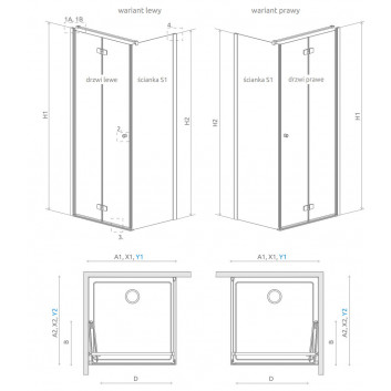 Боковая стенка S1 70 правая Radaway Idea Black KDJ+S, przejrzysta, 700x2000mm, profil чёрный