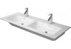 Раковина двойная Duravit ME by Starck, 130x49cm, z переливом, отверстие под смеситель, белый WonderGliss