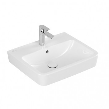 Раковина подвесная Villeroy & Boch O.novo, 55x46cm, z переливом, отверстие под смеситель, Weiss Alpin AntiBac CeramicPlus