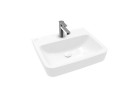 Накладная раковина Villeroy & Boch O.novo, 55x46cm, без перелива, отверстие под смеситель, Weiss Alpin AntiBac CreamicPlus
