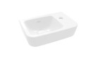 Малая раковина подвесная Villeroy&Boch O.novo, 36x25cm, без перелива, отверстие под смеситель с правой stronie, Weiss Alpin CeramicPlus