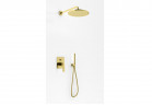 Скрытый душевой гарнитур Kohlman Experience Gold, с верхним душем okrągłą 25cm i лейкой 1-funkcyjną, золотой глянец