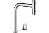 Смеситель кухонный Hansgrohe Metris Select M71, на 2 отверстия, однорычажный, выдвижной излив, 2jet, sBox - хром