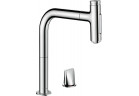 Смеситель кухонный Hansgrohe Metris Select M71, на 2 отверстия, однорычажный, выдвижной излив, 2jet, sBox - хром