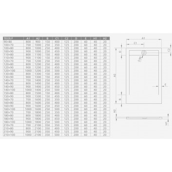 Поддон прямоугольный Radaway Kyntos F, 210x90cm, конгломерат мраморный, cemento